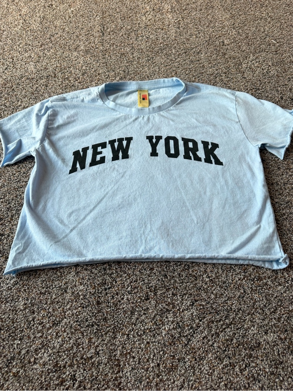 NYC Apparel New York Varsity Graphic Oversized Crop T-Shirt Blue XL